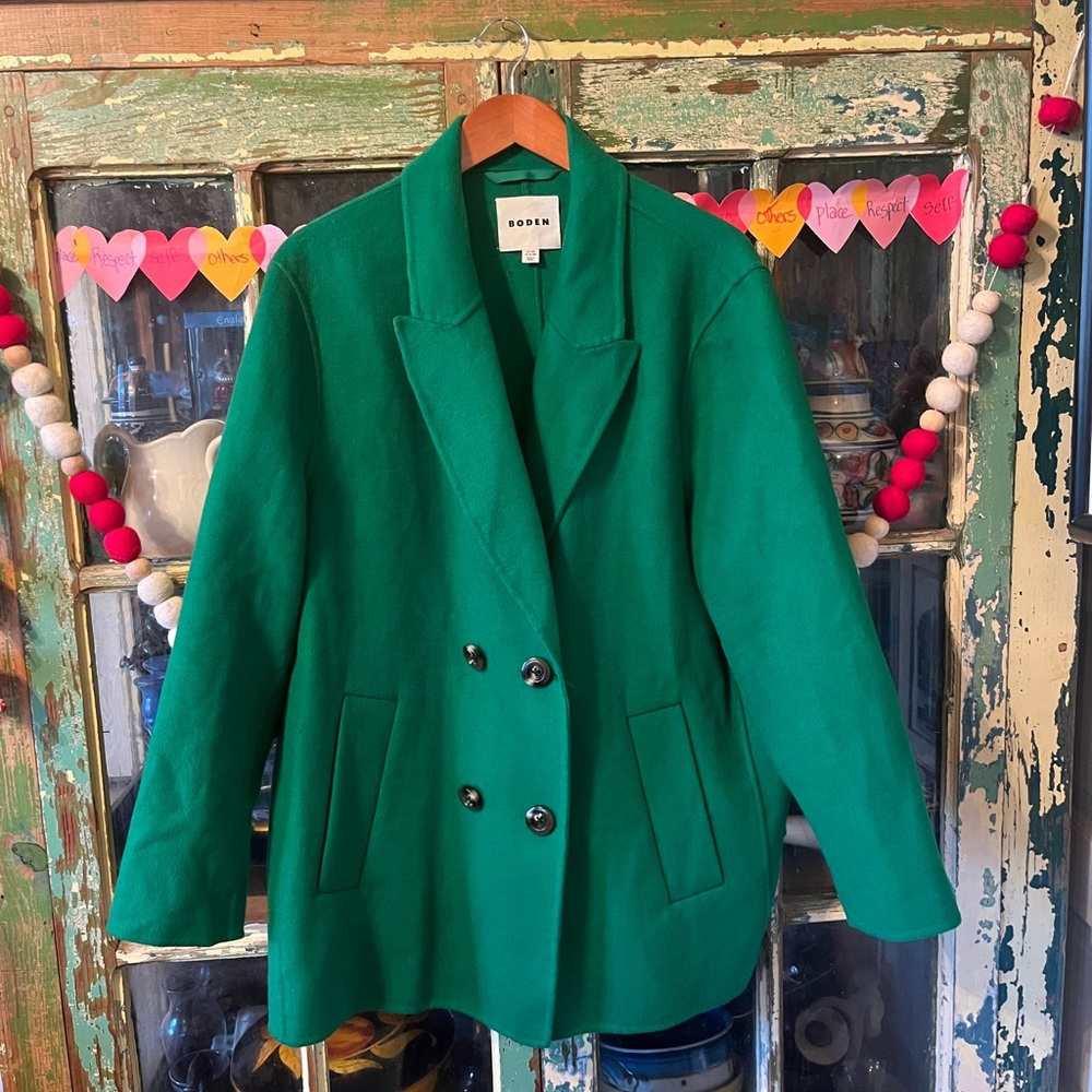 Boden pea coat in Highland green
